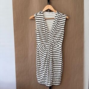 Anthropologie Bailey44 Black & Cream Striped Twist-Front Dress